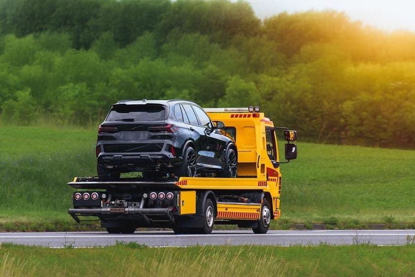 Autó szállító teherautó szállít SUV járművet